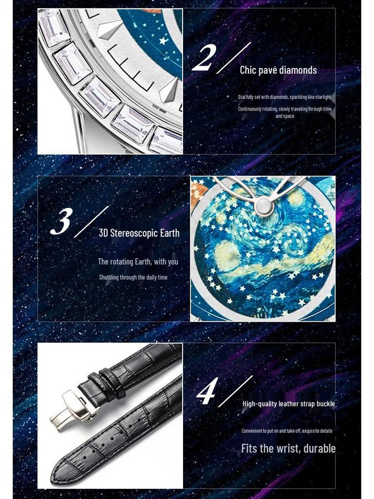 Fen Shi Baida Drei-Körper Leuchtende Jugend Luxus Diamantbesetzte Modeuhr