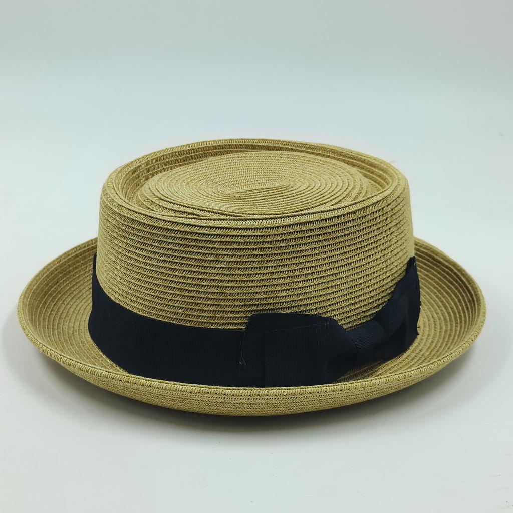 Sombrero Porkpie clásico sombrero porkpie de paja para hombres mujeres sombrero ala plana fedora sombrero de sol de rafia trilby de verano sombrero de jazz sombrero de fieltro vintage