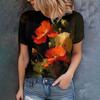 Women's New Fashionable and Elegant Short Sleeved T-shirt Summer Women's Noble Retro Flower 3D Printed Top T-shirt