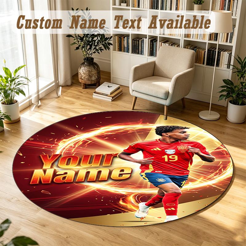 Round Rug Custom NameLamine Yamal Pattern Non Slip Carpet Home Floor Decor