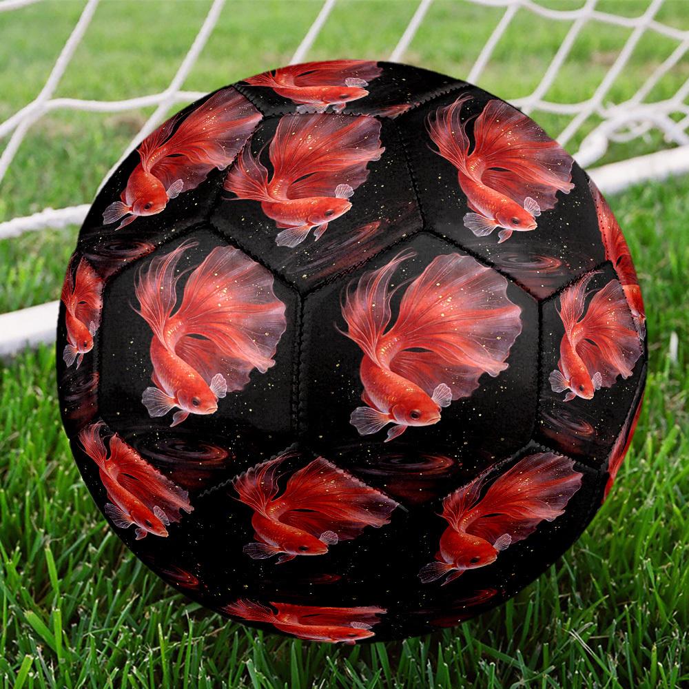 1pc Golden Fish Dance Theme Soccer Ball Football, Size 5, Lightweight PVC, Outdoor Training Soccer Ball,Gift c65149