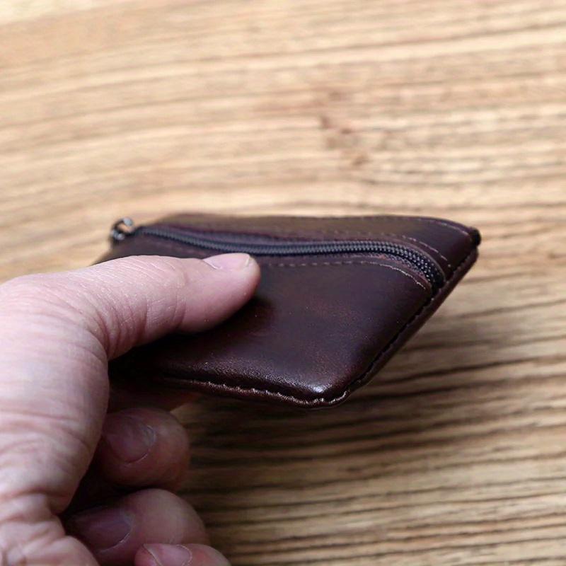 1Pc Mini Keychain Bag, Made from Premium Cowhide Leather, Zippered Wallet, Classic Card Holder Short Wallet for Men and Women.