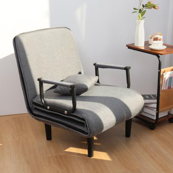 3-in-1 Schlafsofa Reißverschlussbezug Sessel Bett Umwandelbares Schlafsofa mit verstellbarer Rückenlehne Ausklappbarer Stuhl Bett für Wohnung Büro Grau