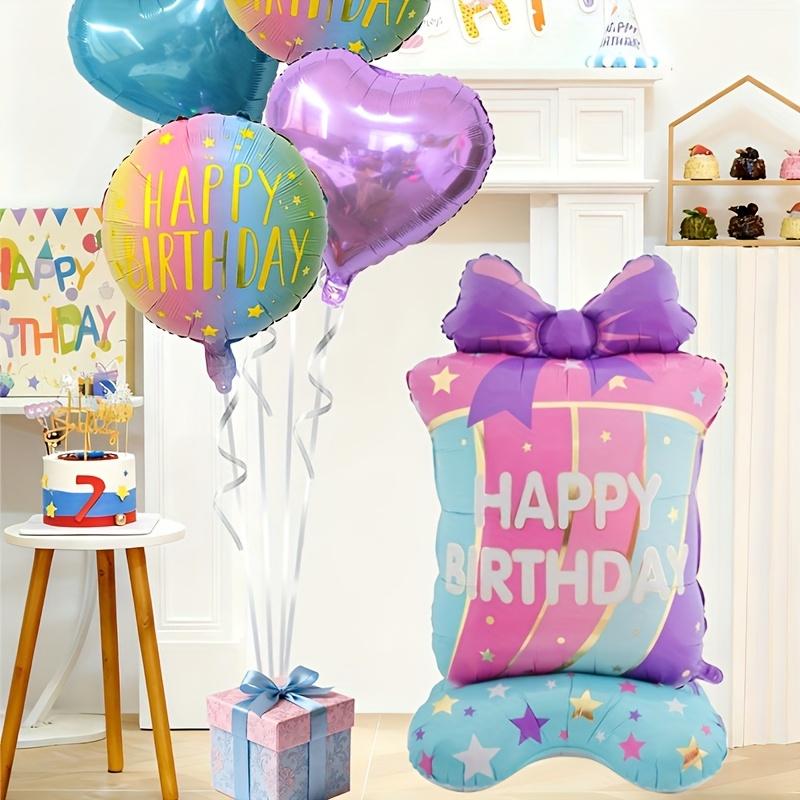 5pcs Standing Birthday Gift Box Balloon Set Star-Shaped Gradient Letter Balloons Birthday Party Decoration Photography Props