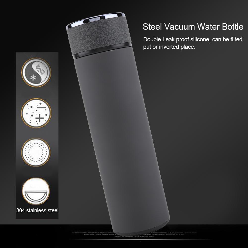 Stainless Steel Vacuum Water Bottle Tea Coffee Leakpoof Thermos Car Office Cups (Grey)
