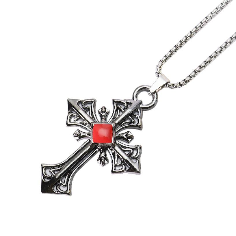 Hip Hop Style Personalized Cross Pendant Necklace - Retro European & American Versatile Sweater Chain