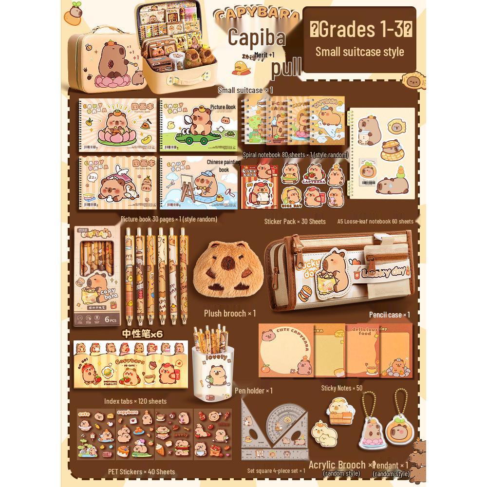 Capybara Stationery Gift Box for First Grade Boys & Girls - School Supplies Set for Back To School