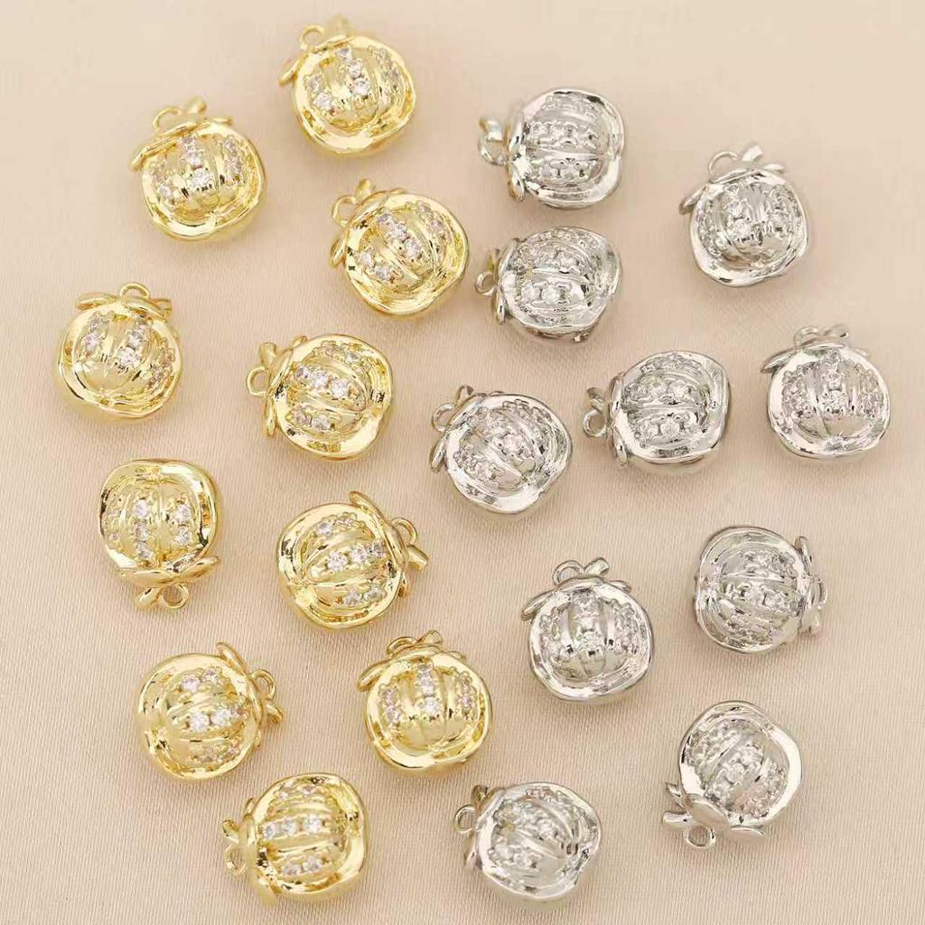 Liangfei Mangosteen Rhinestone Pendant 18k Gold-Plated Copper Necklace Bracelet DIY Jewelry