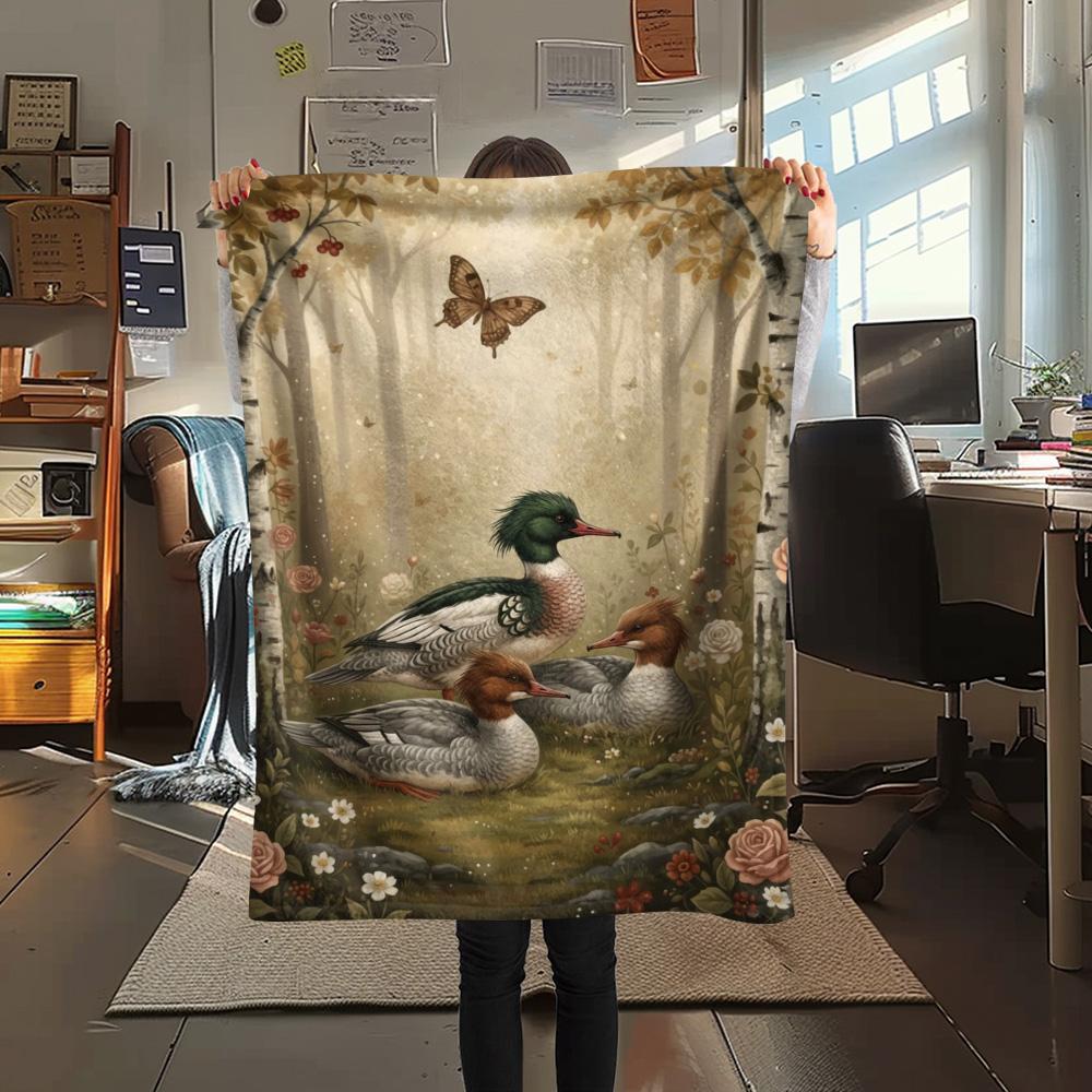 

1PC Retro pastoral style Print FlAannel Blanket, High quality Comfortable for All Seasons, Home Decor, Warmth and Comfort 80cm x 120cm