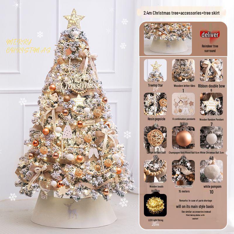 Snowfall White Flocked Christmas Tree - 1.2/1.5/1.8/3m Bare Tree for Home Decoration
