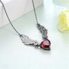 Gothic Female Red Zircon Stone White Wing Heart Pendant Necklace Black Color Wedding Jewelry For Women
