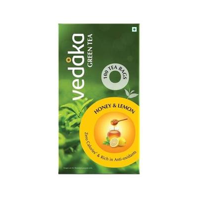 Vedaka Grüner Tee, Honig und Zitrone | Natürliches Aroma | Null Kalorien | 100 Beutel