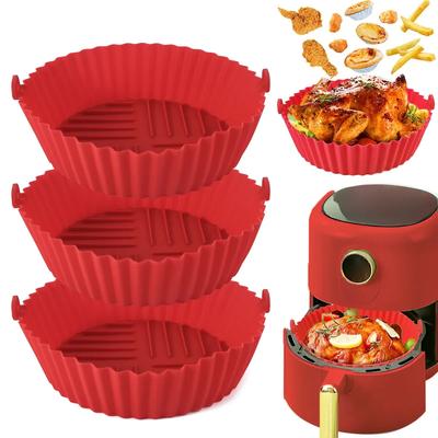 Fritadeira de ar forno bandeja de cozimento de silicone bandeja de cozimento reutilizável substituível pizza frango frito cesta moldes de silicone grill pan forro acessórios ferramenta