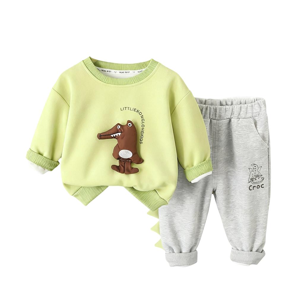 Kids Casual Long-Sleeve Set, Comfortable Daily Wear Outfits