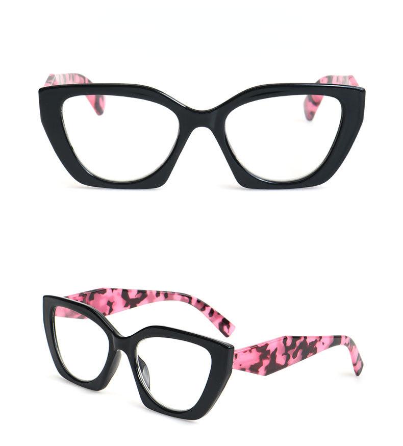 

Leopard Print Flat Glasses Creative Large Frame Glasses Cat s Eye Decorative Glasses розовый