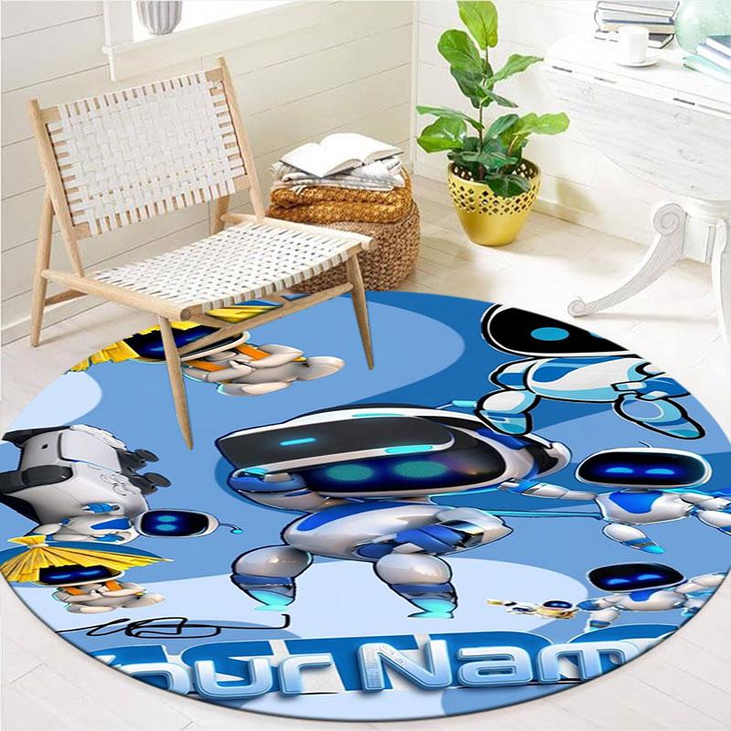 ASTRO BOT Custom Name Round Area Rug,Carpet Rug for Living Room Bedroom Sofa Playroom Decor,Non-slip Floor Mat