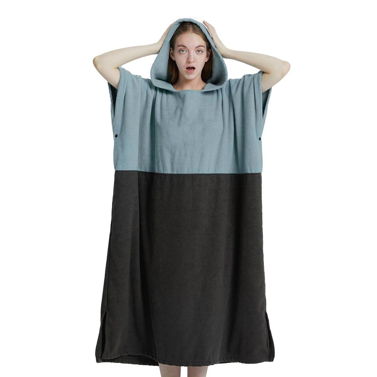 

BEPAN Surf Poncho Towel Poncho Quick-Dry Towel Hoodie Microfiber Beach Robe Changing Poncho Swim Towel Beach Poncho For Adults 78x110cm светло-синий