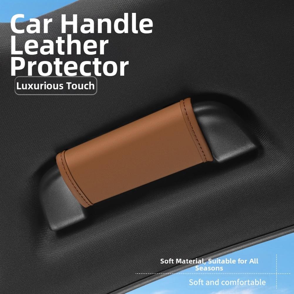 1pcs Car Handle Protector Versatile Car Roof Handle Cover Leather Protective Sleeve Sweat Absorbent Anti Car Interior Accessory