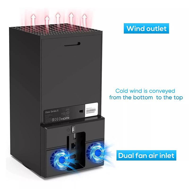 Für Xbox Series X Konsole Kühlventilator Dockingstation Schlanker Vertikaler Ständer Host Seitenkühler USB Spielekühler für Xbox Spielekonsole