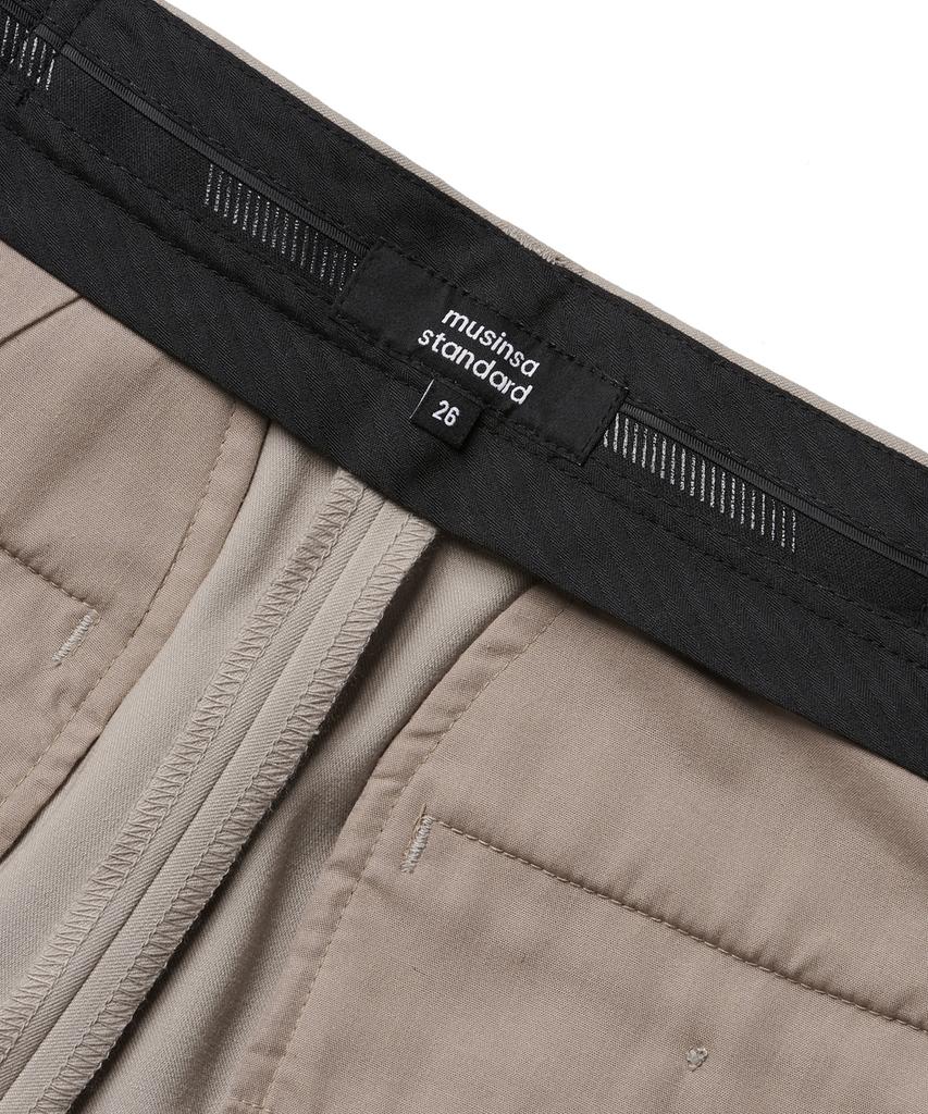 MUSINSA STANDARD WOMAN Women'S Slim Straight Hidden Elastic Waist Slacks [Light Beige]