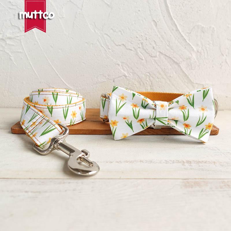 MUTTCO Yellow Onion Orchid Pet Collar & Leash Set UDC-134 Extra Large