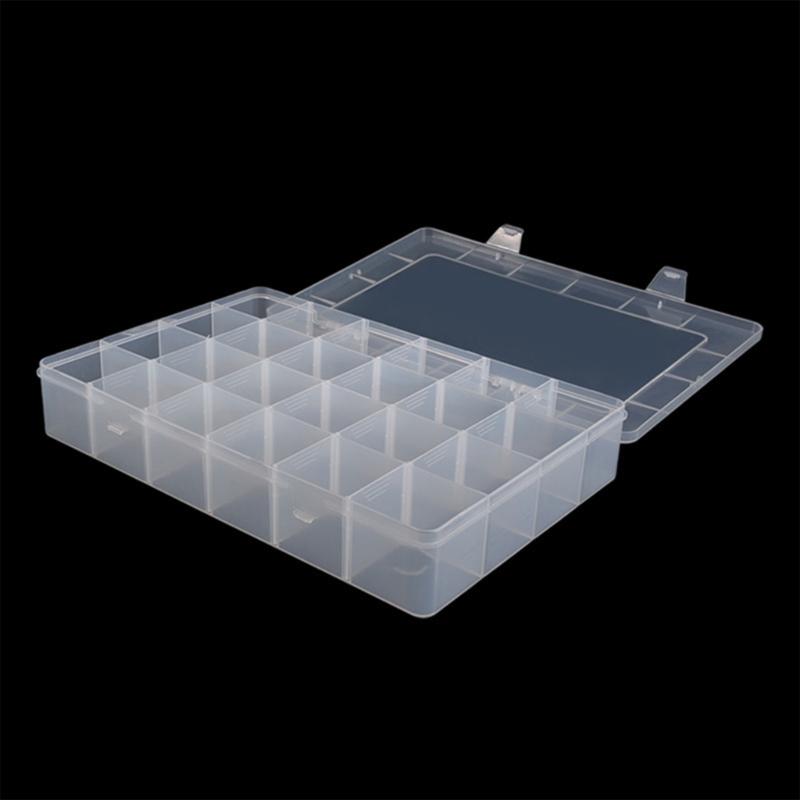 24 Compartments Clear Stackable Plastic Storage Boxes with Adjustable Dividers for Beads Crafts Jewelry Fishing Tackle