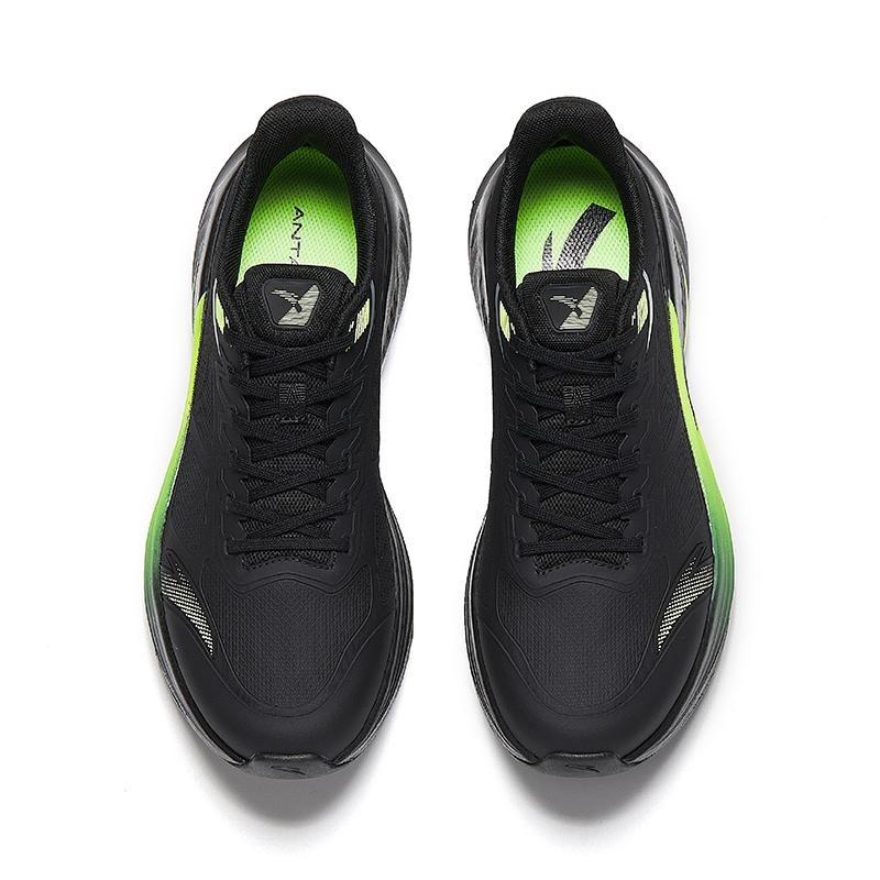 Anta Men Venom Sting 6 Leather Mesh Low Running Shoes Black Green 912515511-12