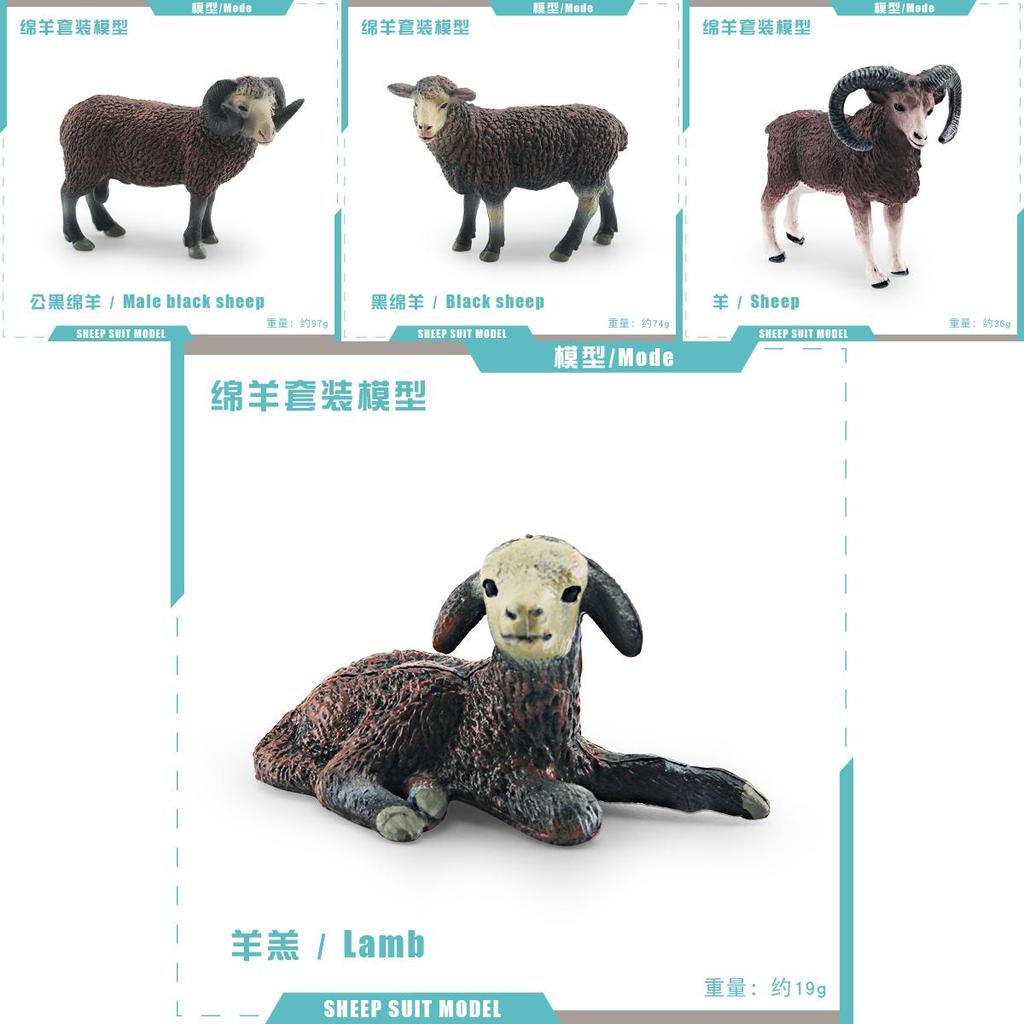 Farm Black Sheep Goat Lamb Collectible Pvc Sheep Lamb Set For Childrens Preschool Educational Use