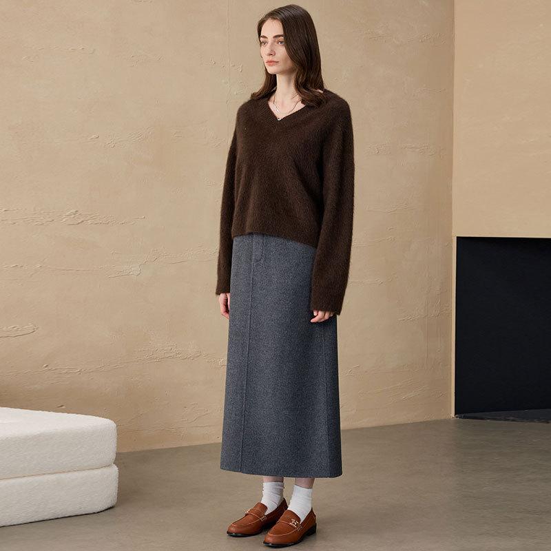 Autumn and winter cashmere V-neck loose-knit pullover sweater lazy women's yak fleece bottoming sweater women's knitting