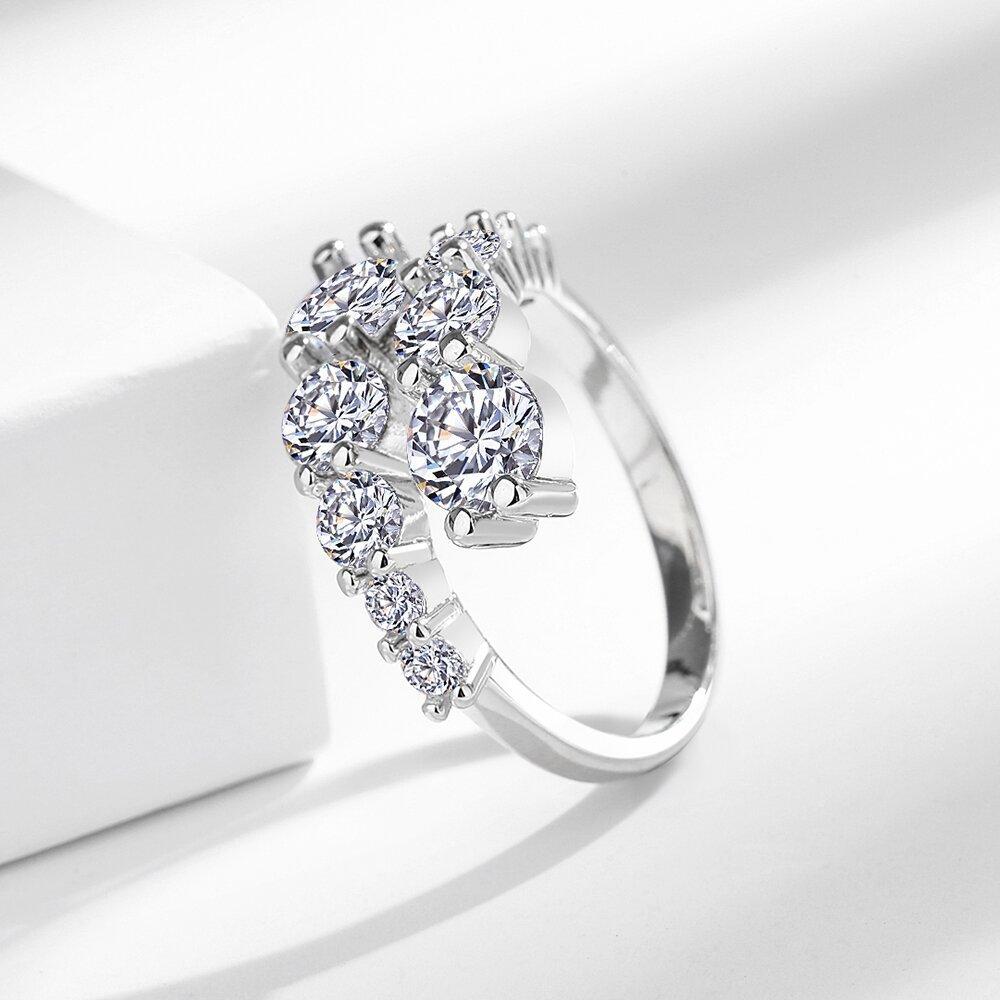 2026 Korean Version of The Design Sense of Light Luxury Niche Micro-inlaid Zircon Ring, Female Tide Open Index Finger Ring Ring