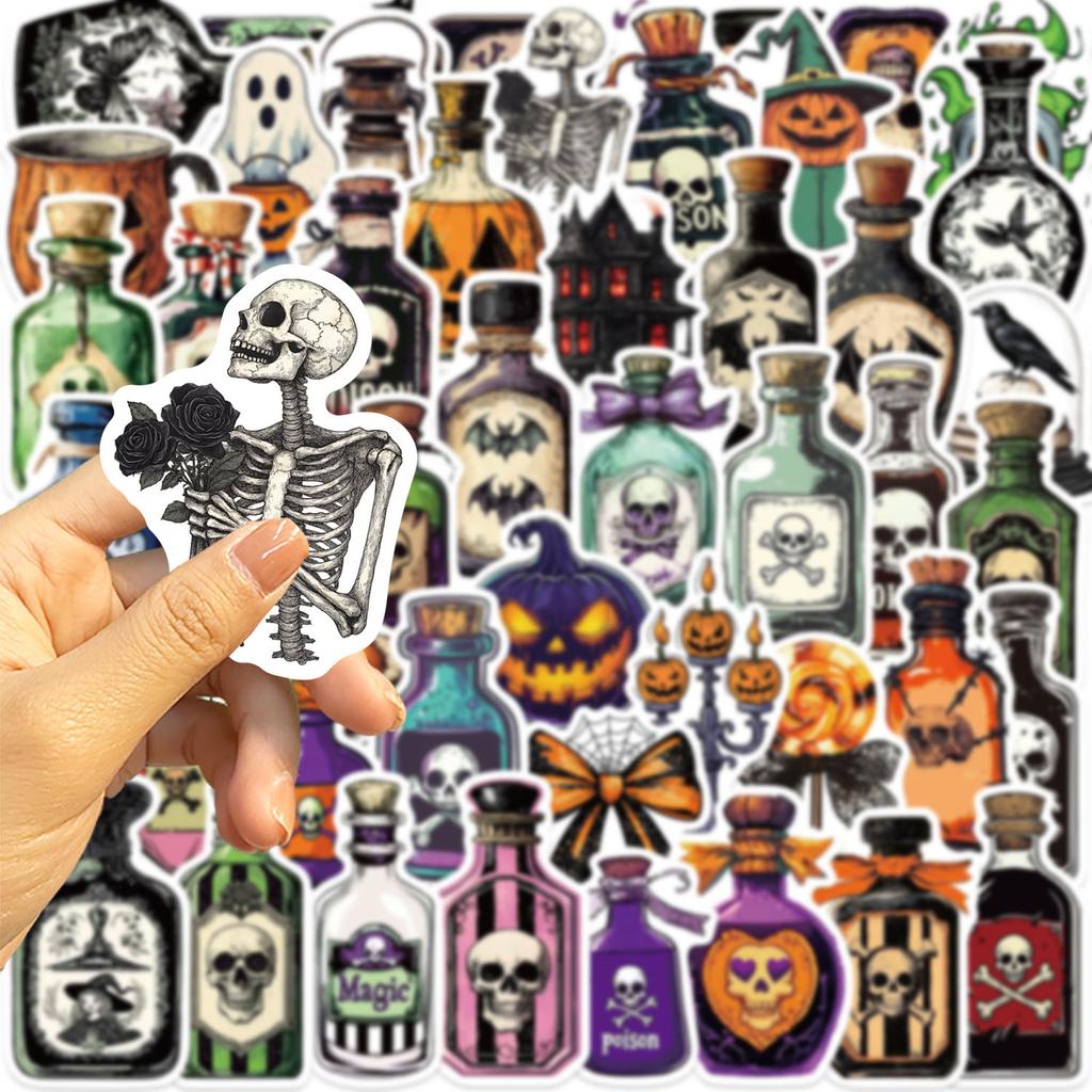 50 Cartoon Halloween Potion Bottle Graffiti Stickers Decorate Guitar Notebook Suitcase DIY
