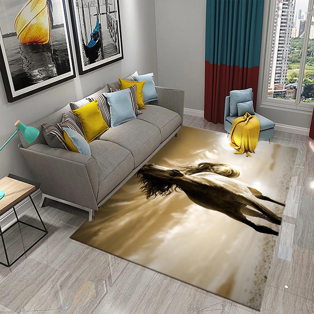 3D Horses Carpet Running Animal Carpet for Bathroom Entrance Door Mat Living Room Kitchen Non-Slip Carpet Bedroom Doormat Rugs