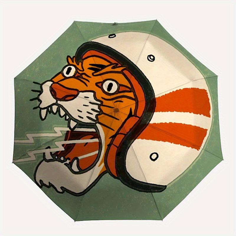 

1pc Tiger Mask Automatic Open/close Folding Umbrella, Compact Portable Travel Umbrella, Perfect Birthday/Christmas, Cute Umbrella, Durable C