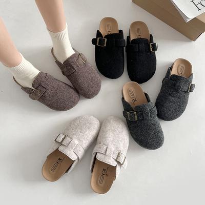 Fashion, Lightweight, Retro, Heightened Thick-soled Birkenstocks, Women's Autumn and Winter, a Soft-soled Bag Head and Half Slippers