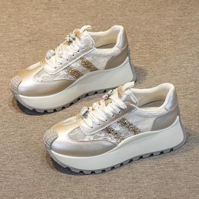 Chaussures de sport de luxe en dentelle respirante à semelle souple pour femmes, nouvelles baskets classiques et polyvalentes à la mode pour le printemps et l'automne