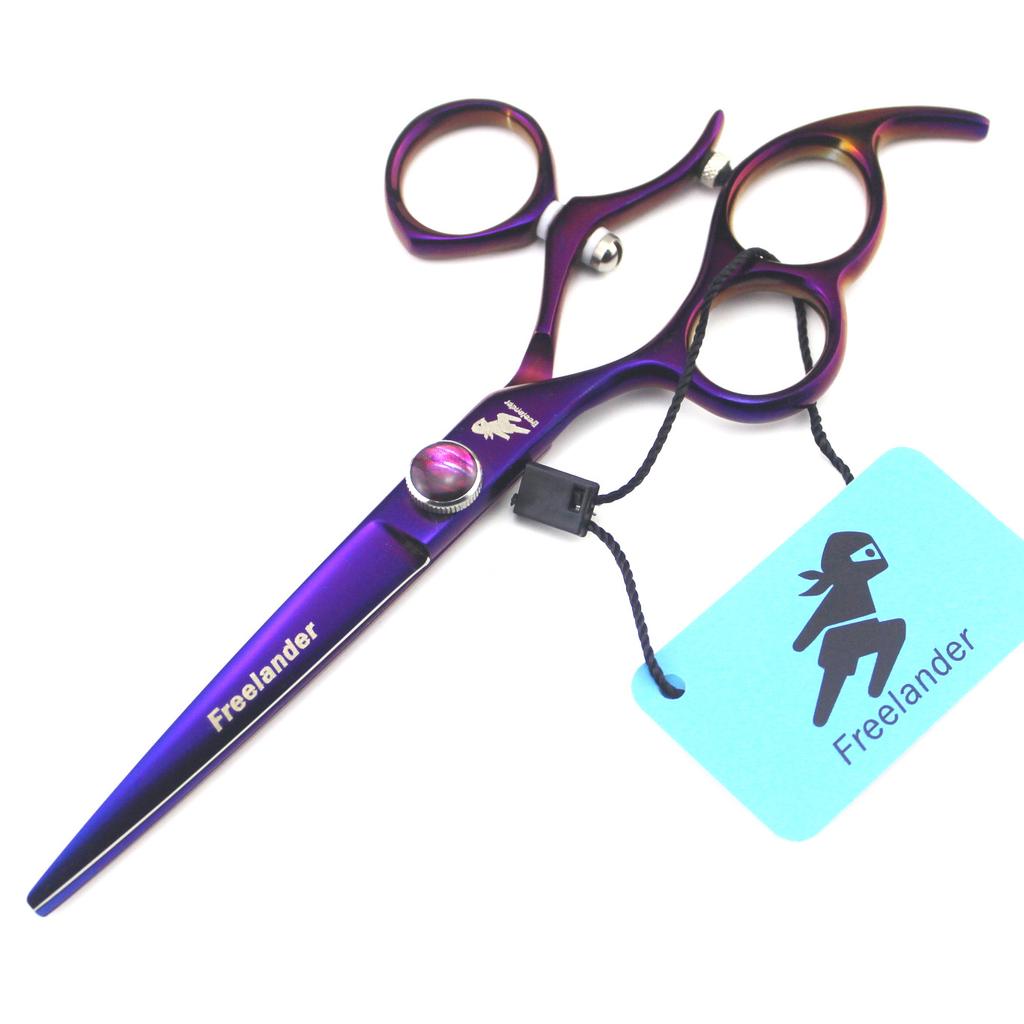 6.0 inch handle, Freelander, purple, left-handed scissors, flat scissors, left-handed scissors