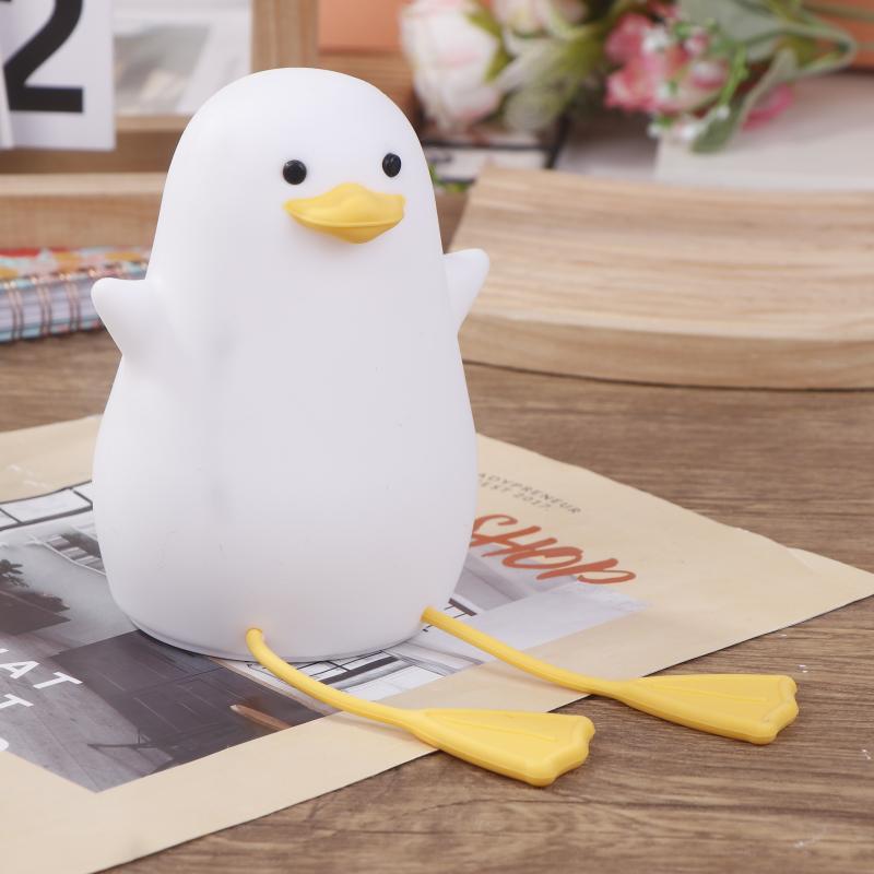Cute Animal Silicone Lamp Duck Night Light For Kids Touch Control Dimmable Usb Rechargeable Bedside Bedroom Decor Birthday Gifts