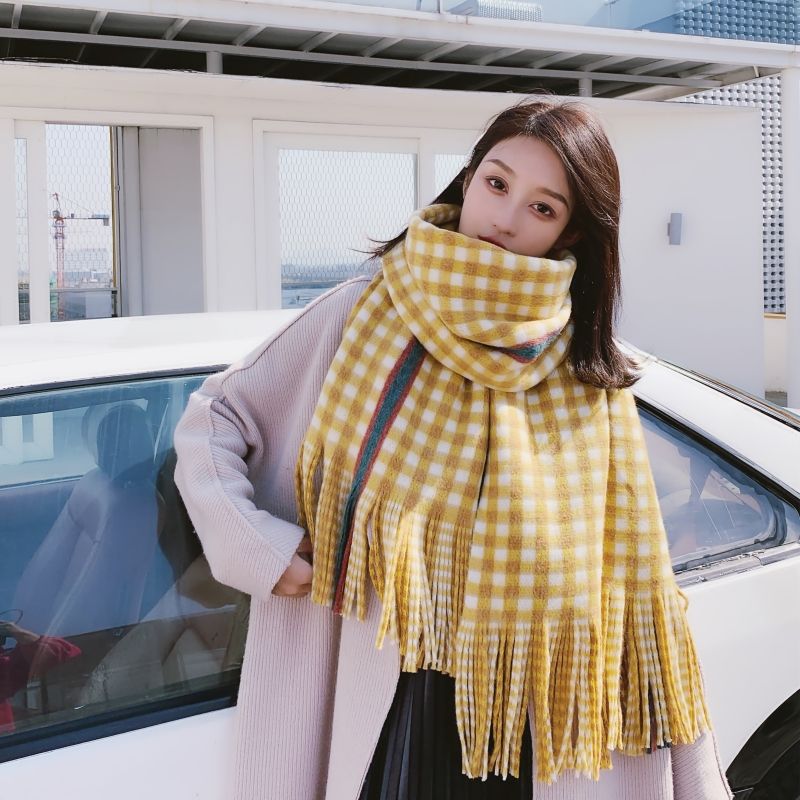 Dámské kostkované šátky, zesílené teplé šátky pro muže a ženy v zimě teplé šátky