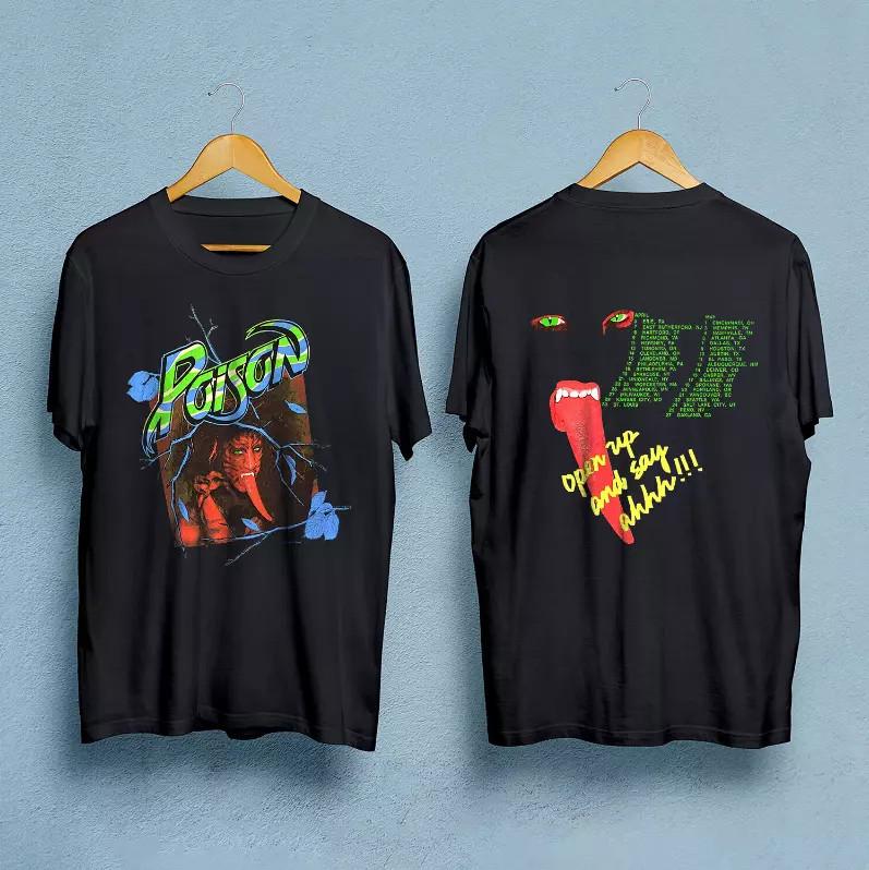 Vintage 80s POISON Open Up And Say Ahh! BANNED 1988 tour concert band T-Shirt Unisex T-Shirt XXXXL