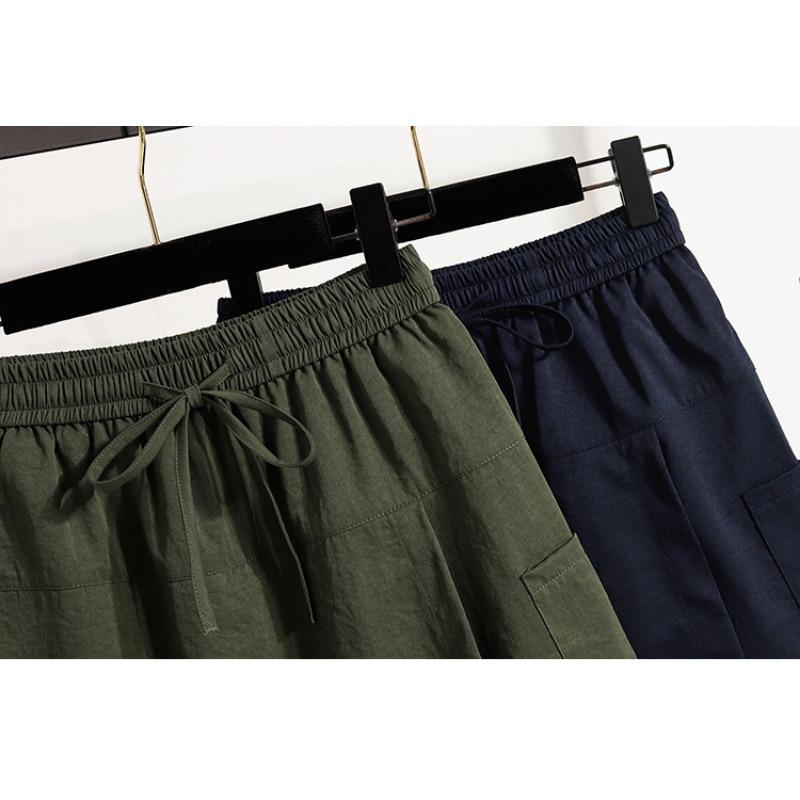 DIMANAF 2025 Plus Size Shorts Summer Women Solid Loose High Waist Casual Short Pants Basic New Wide Leg Pants