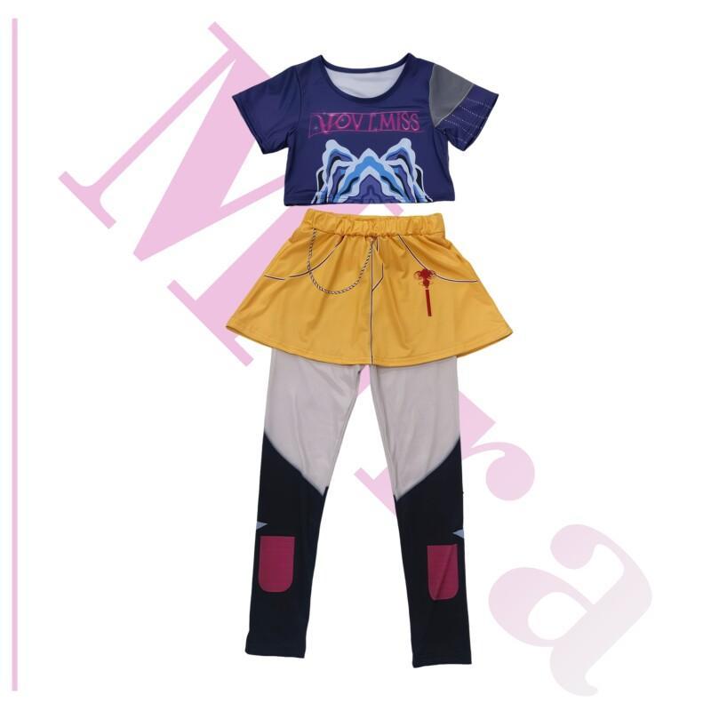 

2025 Детский Руми Зои Мира 3D Принт Косплей Костюм Хэллоуин Карнавал K-Pop Охотницы Девичья группа Идол Ролевая игра Наряд 120 CM