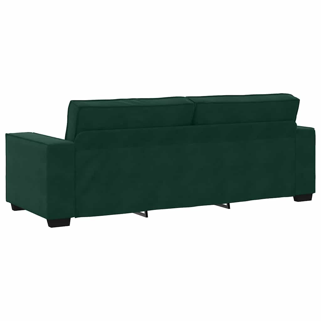 3 Piece Sofa Set with Cushions Dark Green Velvet