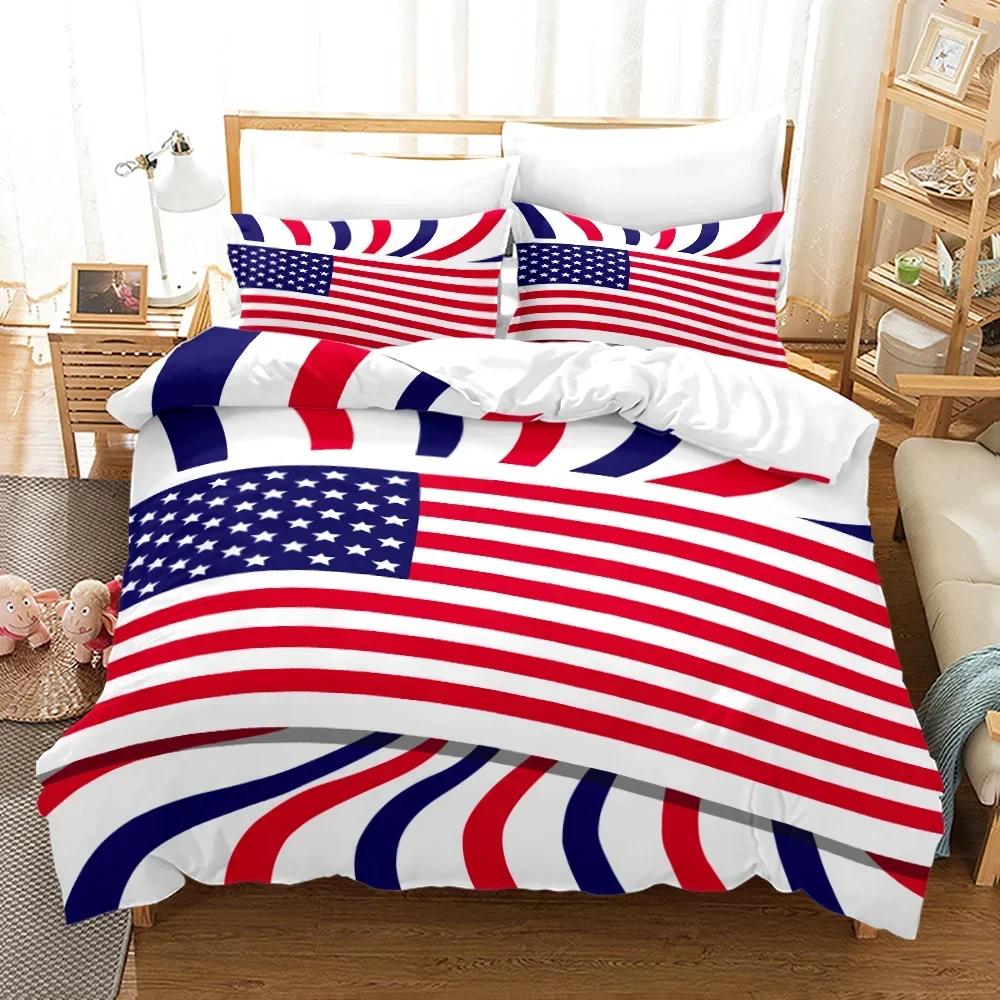 3D Print American Flag Fashion Bedding Set Double Twin King Duvet Cover Comforter Pillowcase Boys Girls Adults Bedroom