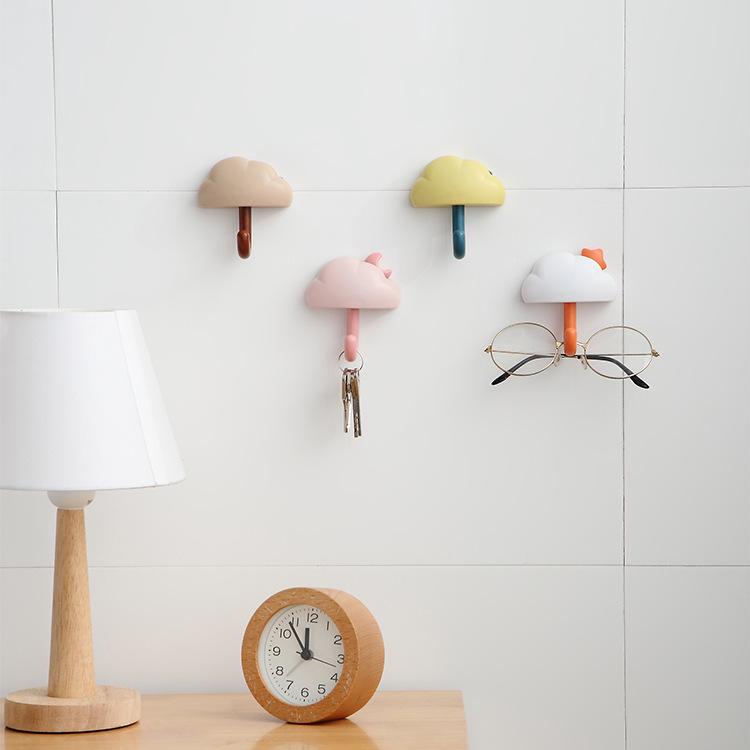 Yellow Cloud Adhesive Wall Hook: Cute, Creative, Seamless Design for Bathroom & Kitchen - No Drilling Needed