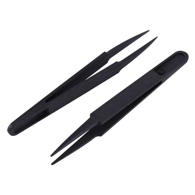 Multifunction 24 Pcs Black Plastic Electronic Pointy Tip Anti-Static Tweezers