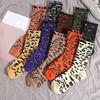 1Pair Men and Women Middle Tube Couple Socks Personality Leopard Print Cotton  Hip Hop European  American Trendy