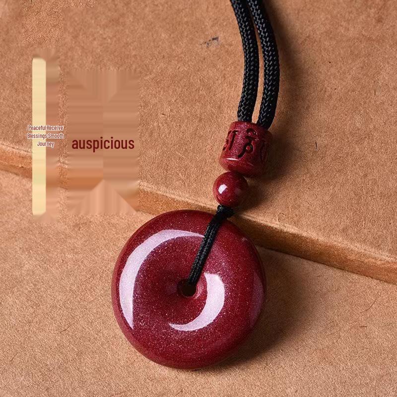 

Cinnabar Necklace Pendant: Unisex Peace Buckle with Purple Gold Sand – Perfect Gift Diameter 15mm