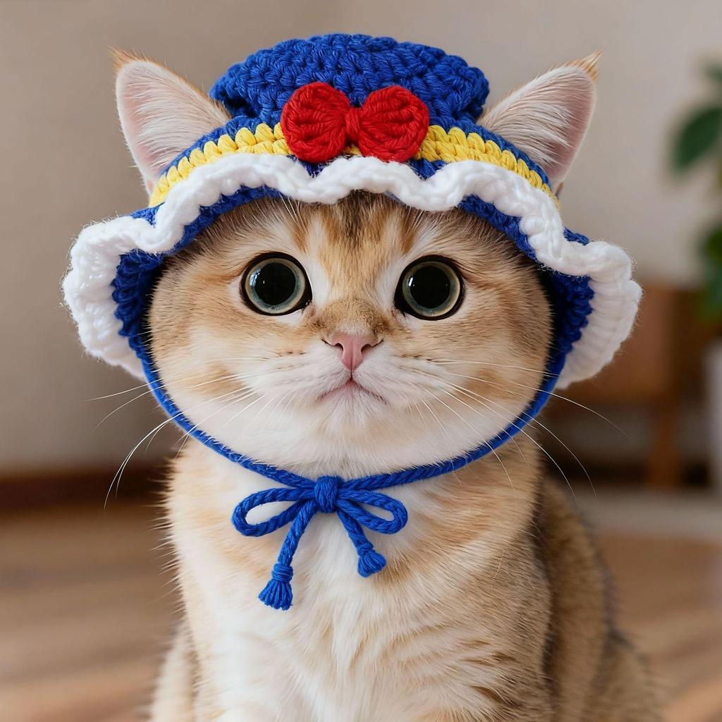 Pet Headgear - Knitted Cat & Dog Hat, Funny Transformation Costume, Kitten Accessories