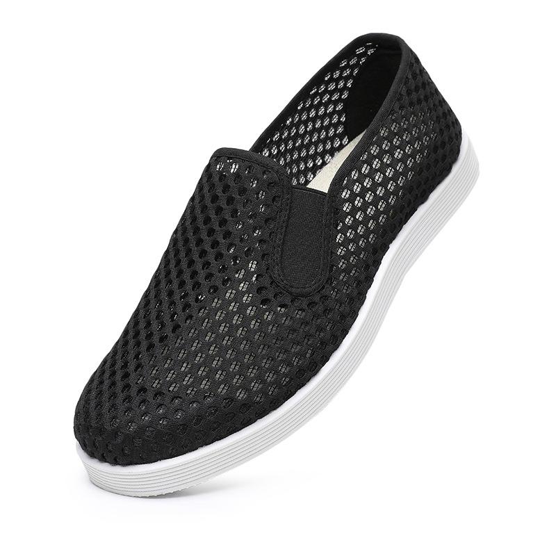 Men's Old Beijing Cloth Shoes Round Head Non-slip Work Single Net Shoes Spring and Summer Casual One-pedal Lazy Shoes