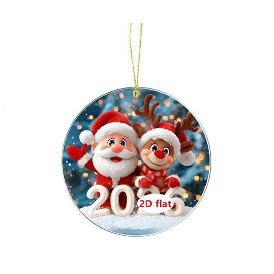 Christmas Ornament Cartoon Santa Claus Snowman Reindeer 2D Acrylic Christmas